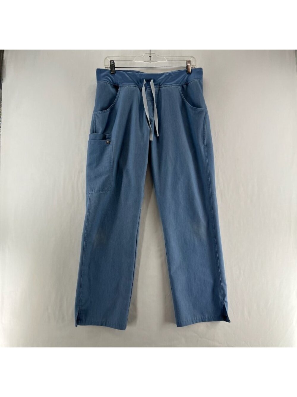 FIGS Kade Straight Leg Cargo Scrub Pants Women M Medical Uniform Drawstring Blue